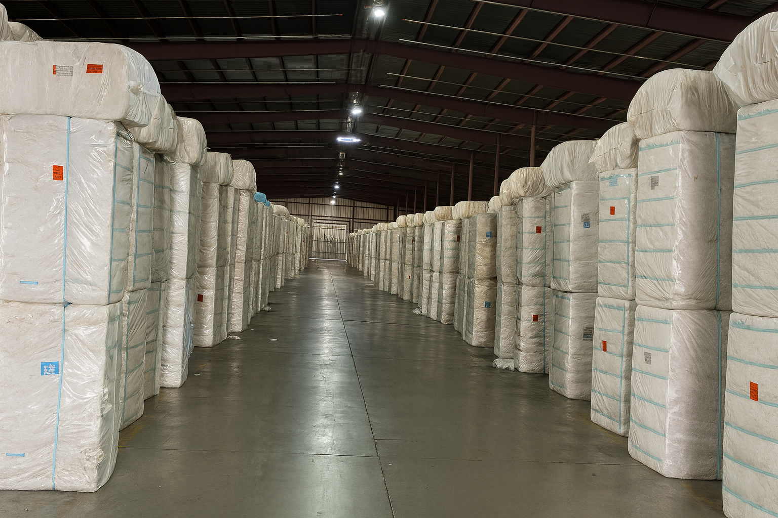 Cotton bales in warehouse
